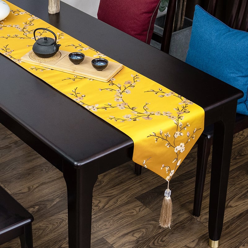 Флаг за маса с мотив сливово цвете, 100% полиестер, модерен новокитайски стил, за всекидневна