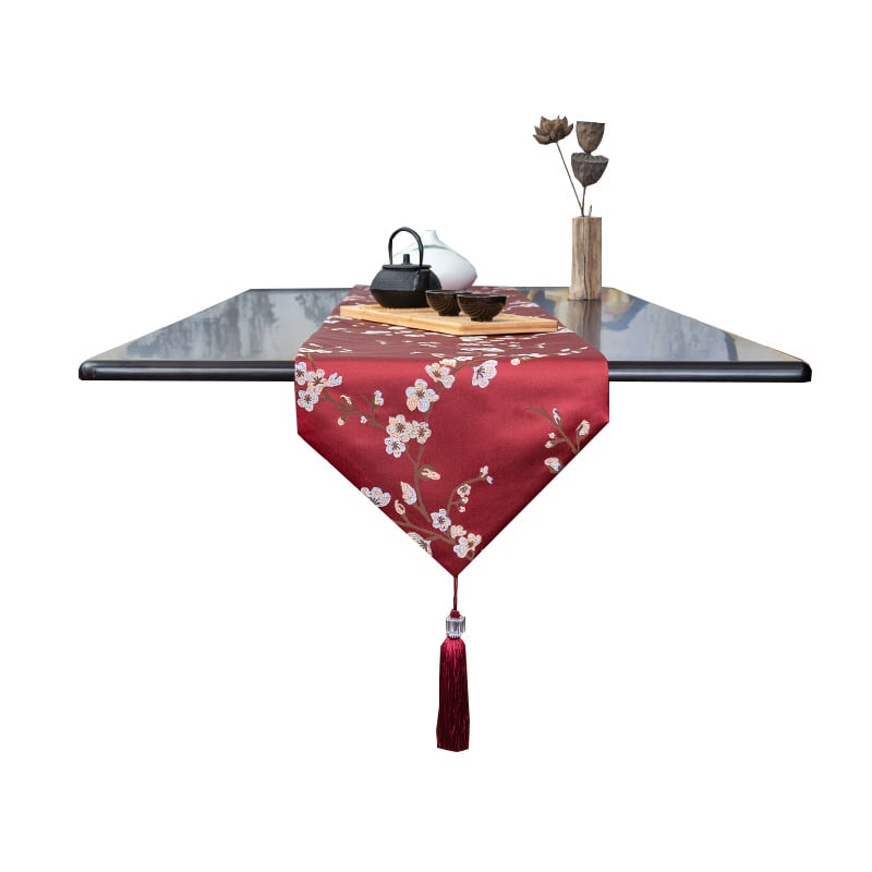 Флаг за маса с мотив сливово цвете, 100% полиестер, модерен новокитайски стил, за всекидневна
