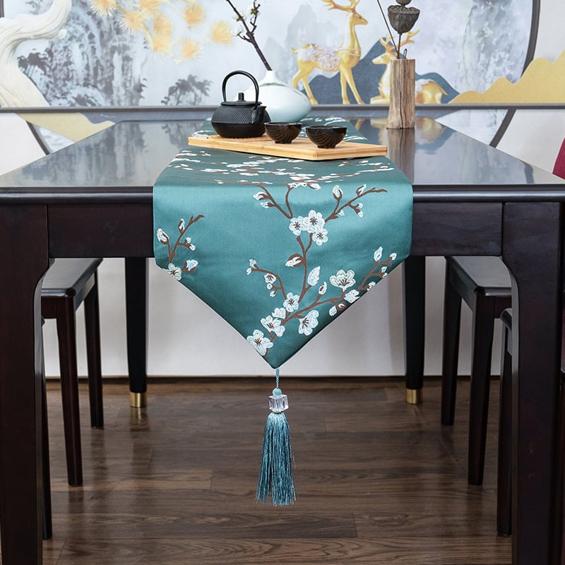 Флаг за маса с мотив сливово цвете, 100% полиестер, модерен новокитайски стил, за всекидневна