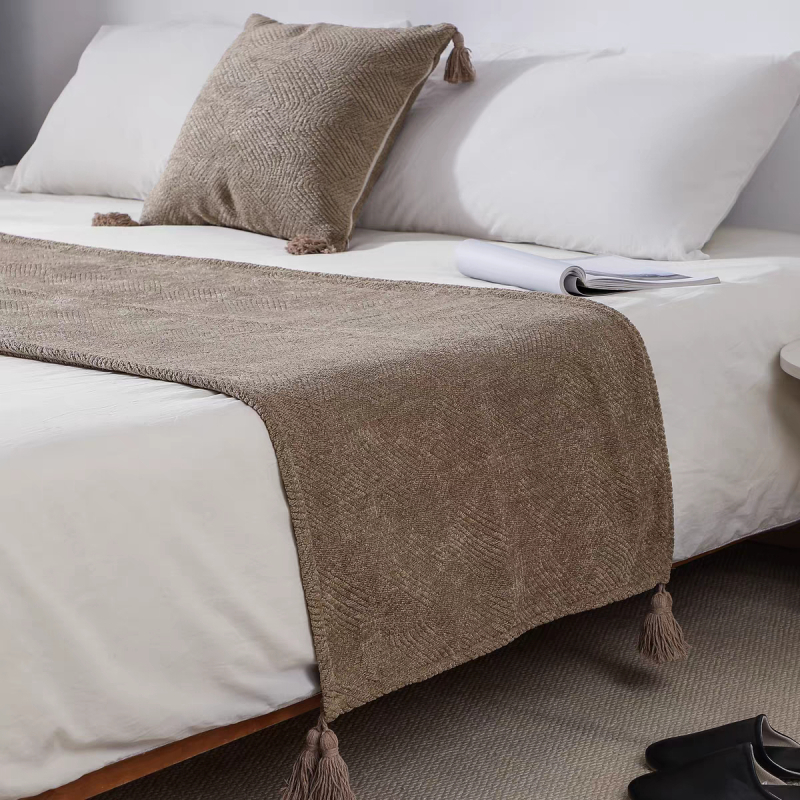 Voodi lõpu kate – polüester, hiina klassikaline stiil, ühtne muster, esmaklassiline toode, hotellistiil