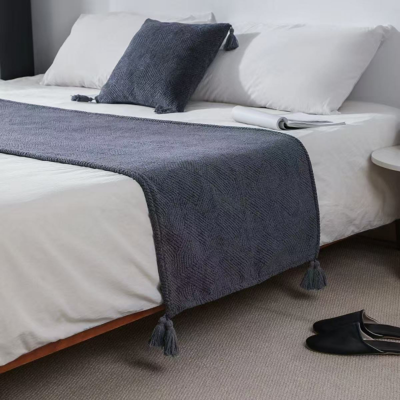 Voodi lõpu kate – polüester, hiina klassikaline stiil, ühtne muster, esmaklassiline toode, hotellistiil