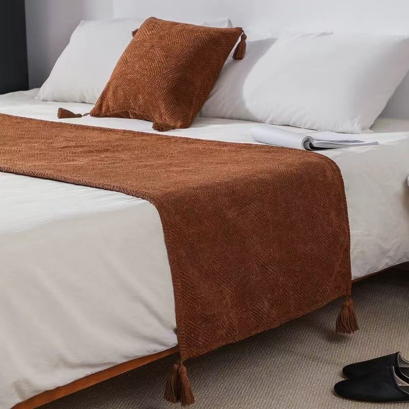 Voodi lõpu kate – polüester, hiina klassikaline stiil, ühtne muster, esmaklassiline toode, hotellistiil