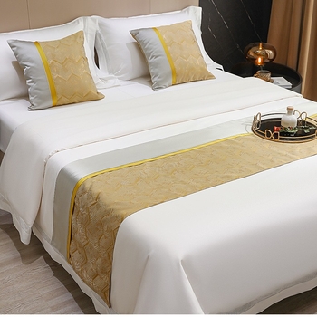 Voodi dekoratiivlint, polüester, triibuline muster, kerge luksus, hotelliklass – Sew Leaf Warbler