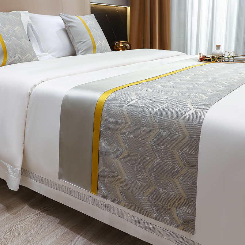 Voodi dekoratiivlint, polüester, triibuline muster, kerge luksus, hotelliklass – Sew Leaf Warbler