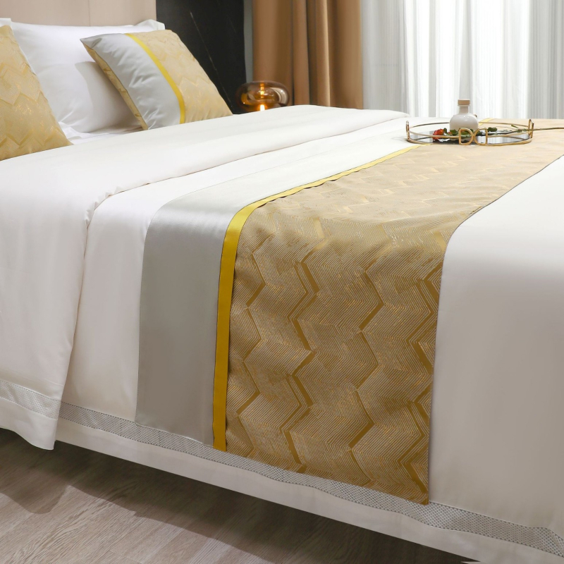 Voodi dekoratiivlint, polüester, triibuline muster, kerge luksus, hotelliklass – Sew Leaf Warbler