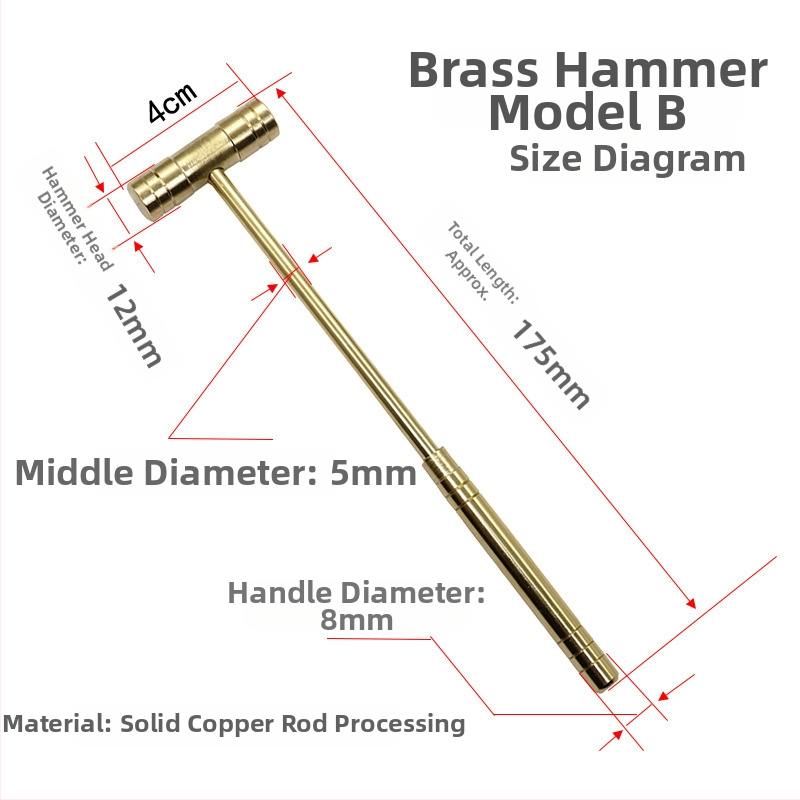 Stolējam pulksteņu remontam paredzēts āmurs ar divkāršu galvu un noņemamu rokturi; galvas materiāls: dzelzs/bronza/plastiks; kāta materiāls: dzelzs/bronza; piemērots pulksteņu remontam un precīzu instrumentu uzstādīšanai