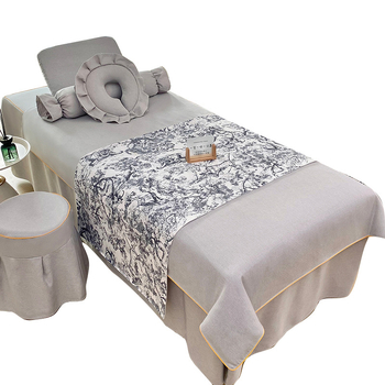 Set pokrivka za krevet za beauty salon – pamuk-lan, lagani luksuz, uzorci: botanički i jednostavni, tkanje: twill/plain/satin, reactive print i bojanje, mogućnost prilagodbe