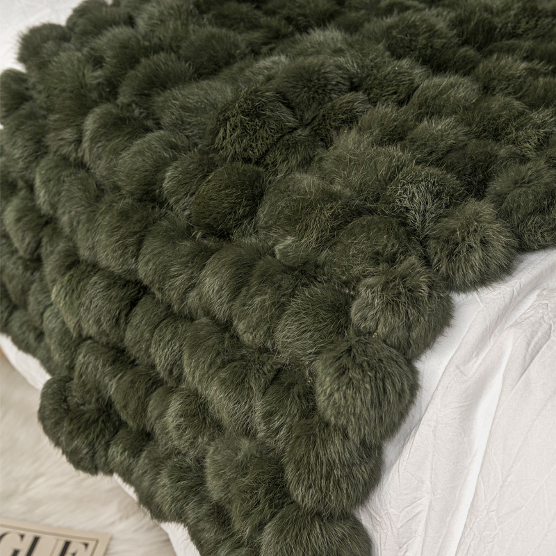 Debela deka od krzna zeca s kuglicama, moderni minimalistički stil, pogodna za showroom sobe, kao posteljni runner i završni prekrivač za kauč i kauč na razvlačenje.