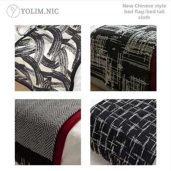 Voodi jooksja vurrudega (polüester, moodne minimalistlik stiil, geomeetriline abstraktne muster, hotellistiil, kvaliteetne toode)