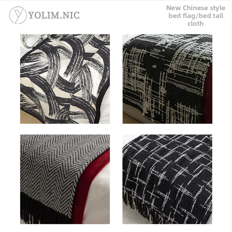 Voodi jooksja vurrudega (polüester, moodne minimalistlik stiil, geomeetriline abstraktne muster, hotellistiil, kvaliteetne toode)