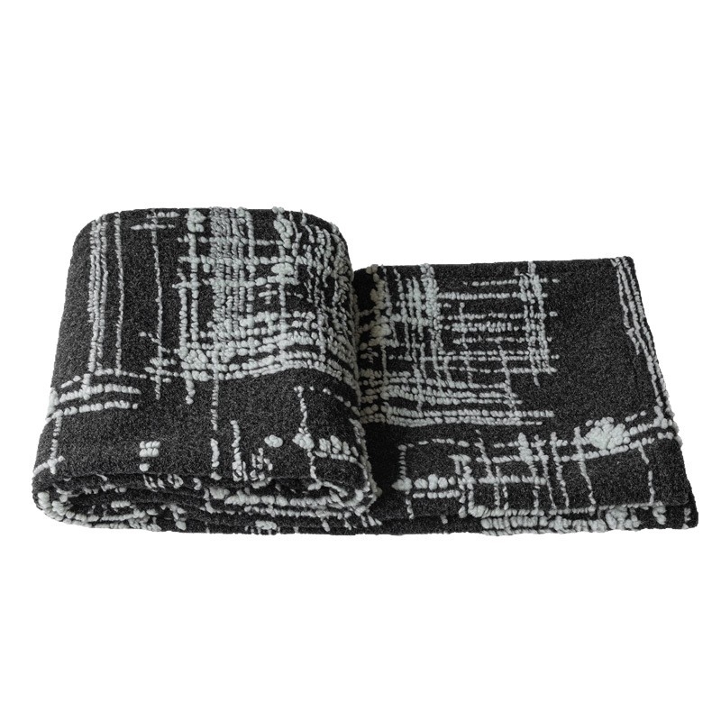 Voodi jooksja vurrudega (polüester, moodne minimalistlik stiil, geomeetriline abstraktne muster, hotellistiil, kvaliteetne toode)