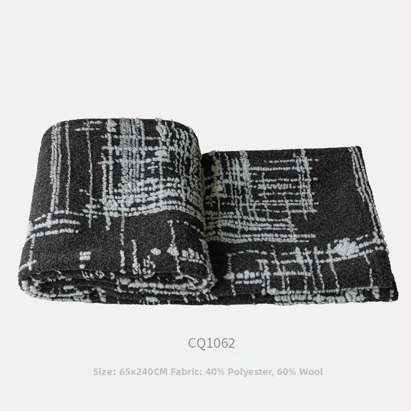 Voodi jooksja vurrudega (polüester, moodne minimalistlik stiil, geomeetriline abstraktne muster, hotellistiil, kvaliteetne toode)