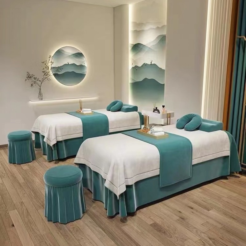 Fan shuyao nubuk voodi kate – harjatud kudumine, reaktiivne trükk ja värvimine, moodsalt minimalistlik stiil