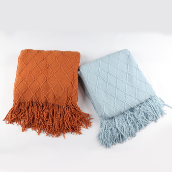 Скандинавско ретро диамантено плетено одеяло от акрилно влакно, пролет и есен, прост модел, 5% свиване, устойчивост на цветовете 4