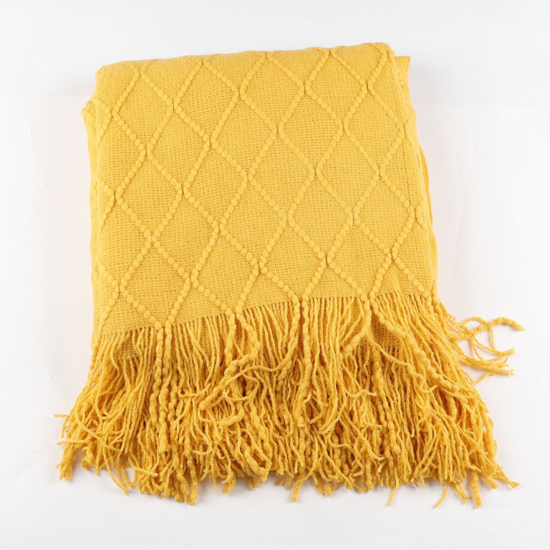 Скандинавско ретро диамантено плетено одеяло от акрилно влакно, пролет и есен, прост модел, 5% свиване, устойчивост на цветовете 4