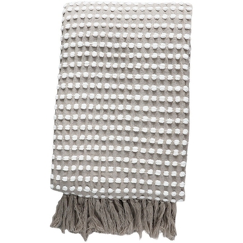 Плетено одеяло с пискюли в скандинавски стил, едноцветно, за покриване на легло и диван
