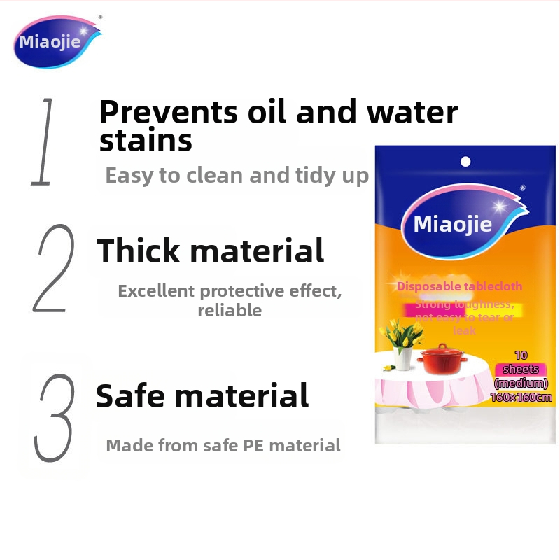 Vienreizējais galda klāts no PE, kvadrāta formā, biezāks, bez raksta, nav bioloģiski noārdāms.