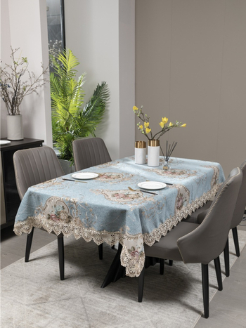 Euroopa STIILIS laudlina pitsiga, kangas, ruudukujuline kuju, taime muster, hotellistiil