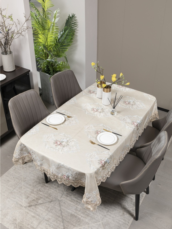 Euroopa STIILIS laudlina pitsiga, kangas, ruudukujuline kuju, taime muster, hotellistiil