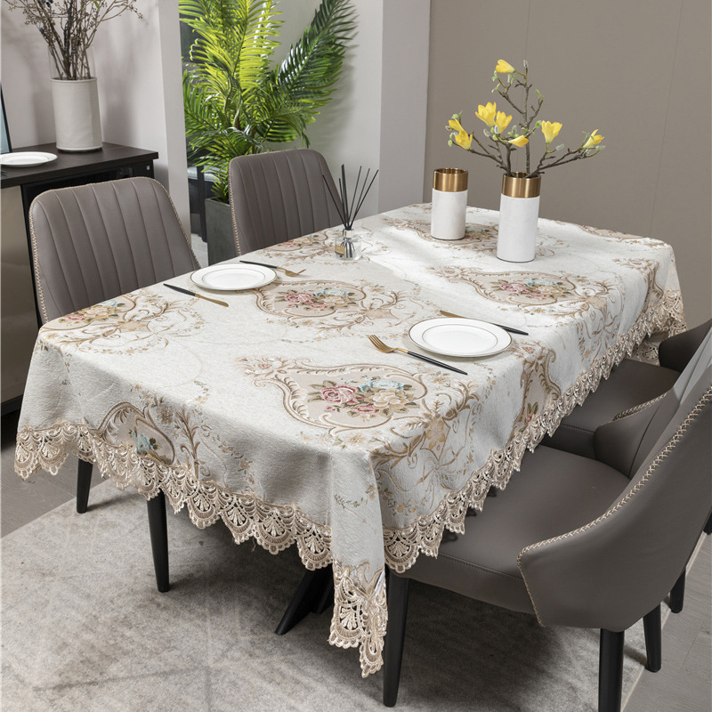 Euroopa STIILIS laudlina pitsiga, kangas, ruudukujuline kuju, taime muster, hotellistiil