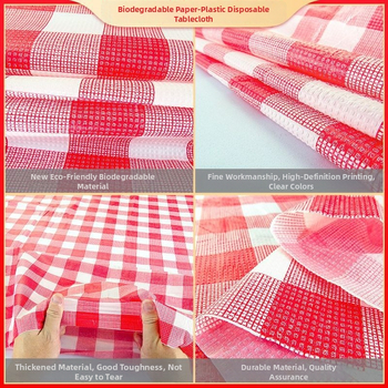 Vienkartinė staltiesė iš polipropileno, ekstra stora (5 silk), languotas plaid raštas, atspari vandeniui, tinkama kvadratinėms ir apskritoms stalams restoranuose ir viešbučiuose