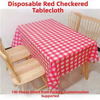 Vienkartinė staltiesė iš polipropileno, ekstra stora (5 silk), languotas plaid raštas, atspari vandeniui, tinkama kvadratinėms ir apskritoms stalams restoranuose ir viešbučiuose