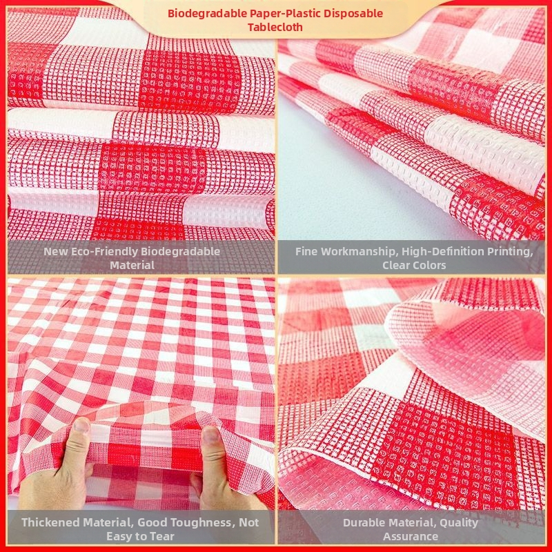 Vienkartinė staltiesė iš polipropileno, ekstra stora (5 silk), languotas plaid raštas, atspari vandeniui, tinkama kvadratinėms ir apskritoms stalams restoranuose ir viešbučiuose