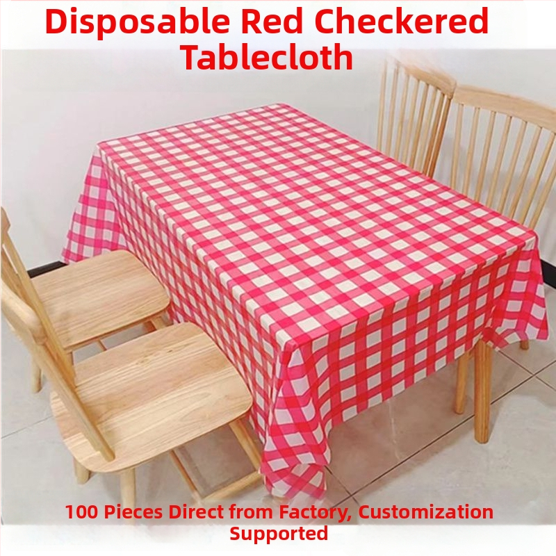 Vienkartinė staltiesė iš polipropileno, ekstra stora (5 silk), languotas plaid raštas, atspari vandeniui, tinkama kvadratinėms ir apskritoms stalams restoranuose ir viešbučiuose