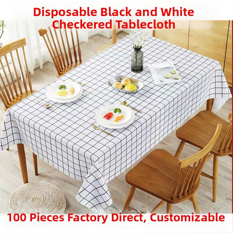Vienkartinė staltiesė iš polipropileno, ekstra stora (5 silk), languotas plaid raštas, atspari vandeniui, tinkama kvadratinėms ir apskritoms stalams restoranuose ir viešbučiuose