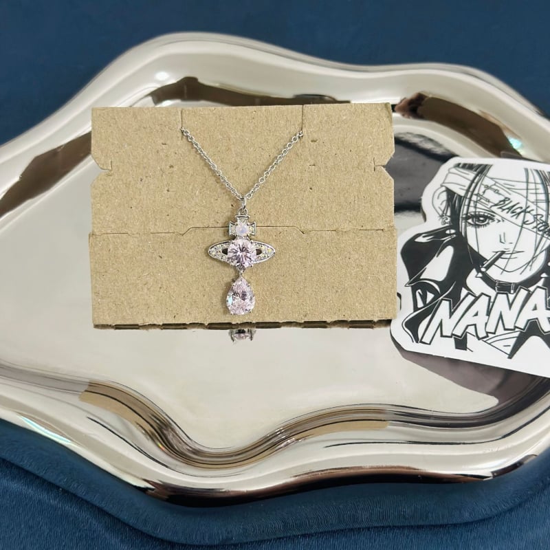 Žensko kolije Opal Pink Diamond Mermaid Tears, privjesak u kapljastom obliku od cirkona, bakar premazan pravim zlatom, O- lanac, 41–50 cm