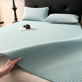 Set od tri posteljne podloge s rashladnim ice-silk materijalom, zaobljeni kutovi, perivo, za kućnu upotrebu, pogodan za krevete 1,5 m i 1,8 m