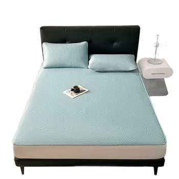 Set od tri posteljne podloge s rashladnim ice-silk materijalom, zaobljeni kutovi, perivo, za kućnu upotrebu, pogodan za krevete 1,5 m i 1,8 m
