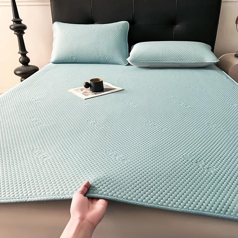 Set od tri posteljne podloge s rashladnim ice-silk materijalom, zaobljeni kutovi, perivo, za kućnu upotrebu, pogodan za krevete 1,5 m i 1,8 m