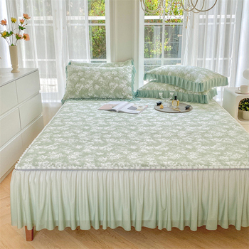Ružičasti Jacquard hlađenje madrac – trodijelni set posteljine, s francuskim luksuzom, Ice Silk posteljina