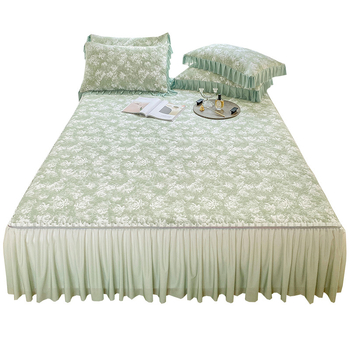Ružičasti Jacquard hlađenje madrac – trodijelni set posteljine, s francuskim luksuzom, Ice Silk posteljina