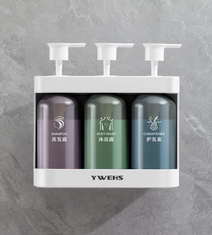 Стенно монтиран безпробивен дозатор за шампоан и душ гел, за течен сапун за съдове и дезинфектант за ръце — CE сертифициран