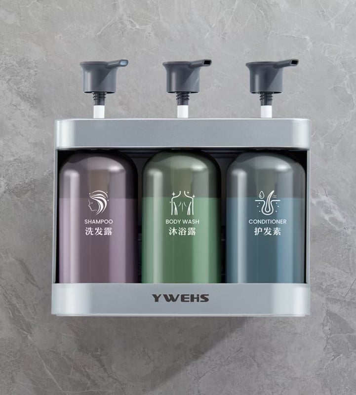 Стенно монтиран безпробивен дозатор за шампоан и душ гел, за течен сапун за съдове и дезинфектант за ръце — CE сертифициран