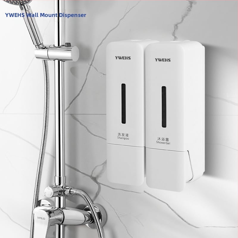 Stienam piestiprināms dozators šampontam un dušas želei, trauku mazgāšanas šķidrumam un roku dezinfekcijas līdzeklim — CE sertifikāts