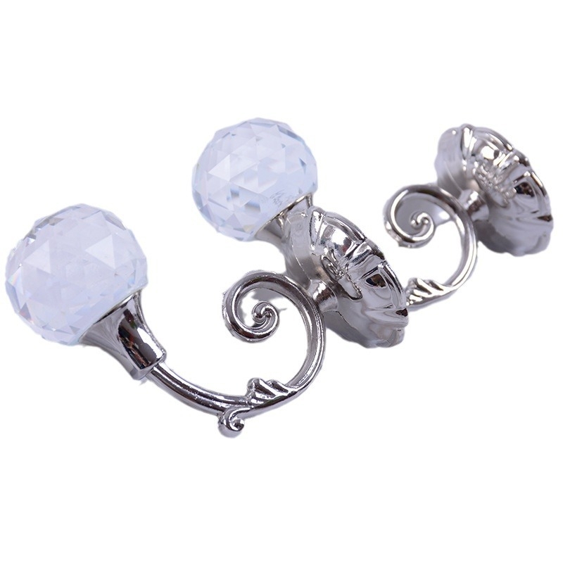 Kuke za zavjese, kristalna kuka s okruglom glavom od ratana, model Rattan Round Head Crystal Hook, cinkova legura, stil lagani luksuz, za viseće zavjese