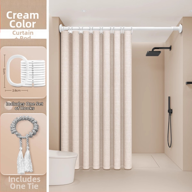 Lina dušas aizkars modernai vannas istabai, melns lina malas raksts, pielāgojama, zīmols Futuristic