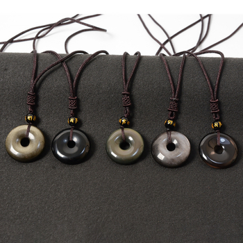 Ogrlica - Geometrijski obsidijan privjesak, ručno izrađeno, za parove, Novi kineski stil, Personalizirani trend