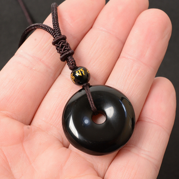 Ogrlica - Geometrijski obsidijan privjesak, ručno izrađeno, za parove, Novi kineski stil, Personalizirani trend