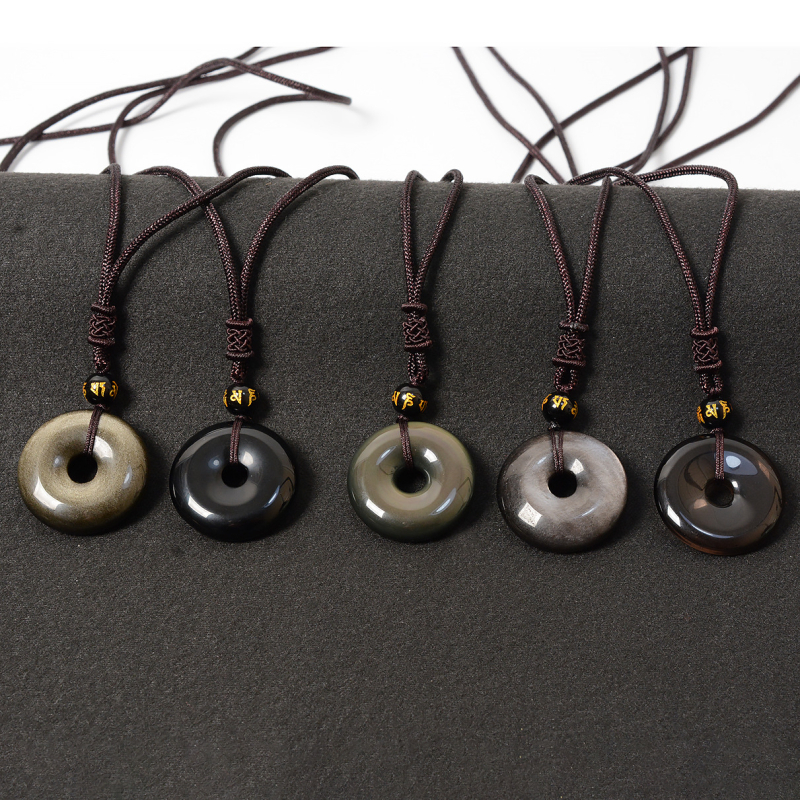 Ogrlica - Geometrijski obsidijan privjesak, ručno izrađeno, za parove, Novi kineski stil, Personalizirani trend