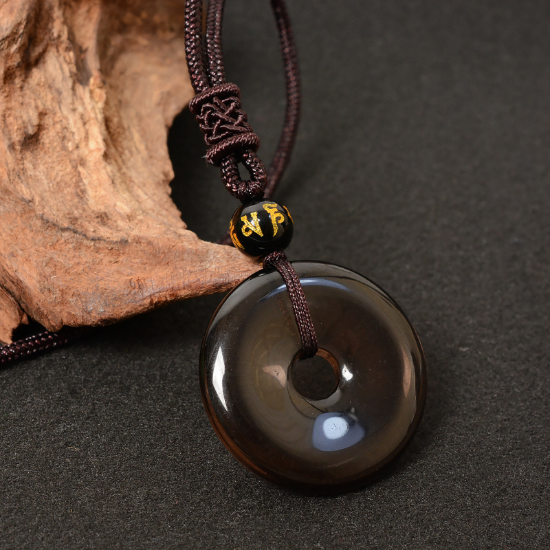 Ogrlica - Geometrijski obsidijan privjesak, ručno izrađeno, za parove, Novi kineski stil, Personalizirani trend