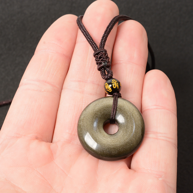 Ogrlica - Geometrijski obsidijan privjesak, ručno izrađeno, za parove, Novi kineski stil, Personalizirani trend