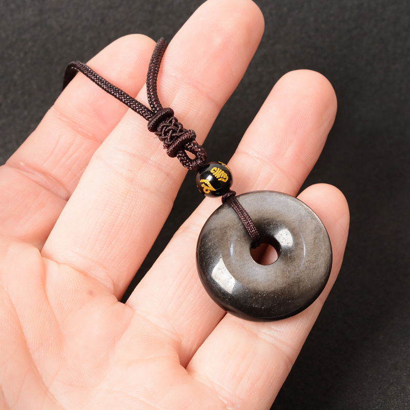 Ogrlica - Geometrijski obsidijan privjesak, ručno izrađeno, za parove, Novi kineski stil, Personalizirani trend