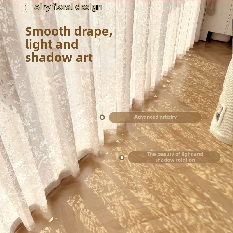 Prantsuse stiilis jacquardkardin polüestrist, läbipaistev, kerge luksus, elutoale, magamistuppa ja restorani jaoks