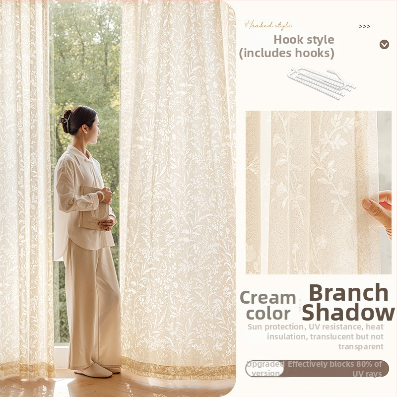 Prantsuse stiilis jacquardkardin polüestrist, läbipaistev, kerge luksus, elutoale, magamistuppa ja restorani jaoks