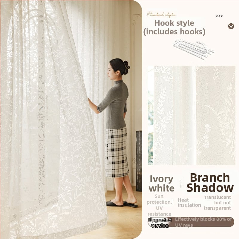 Prantsuse stiilis jacquardkardin polüestrist, läbipaistev, kerge luksus, elutoale, magamistuppa ja restorani jaoks