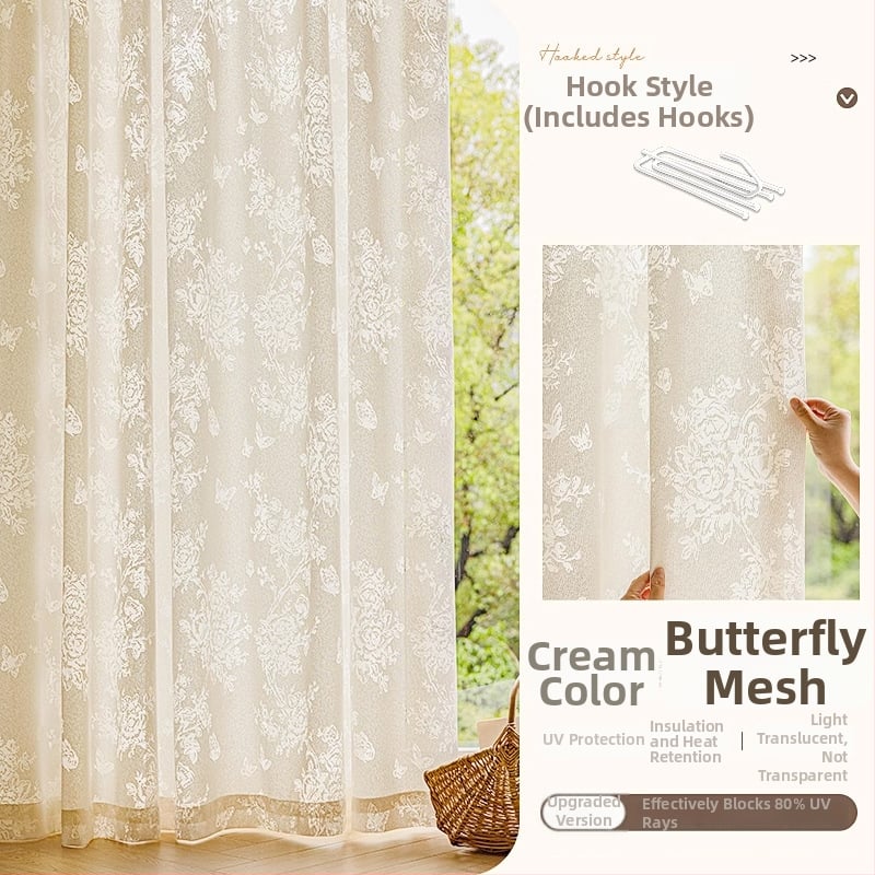 Prantsuse stiilis jacquardkardin polüestrist, läbipaistev, kerge luksus, elutoale, magamistuppa ja restorani jaoks